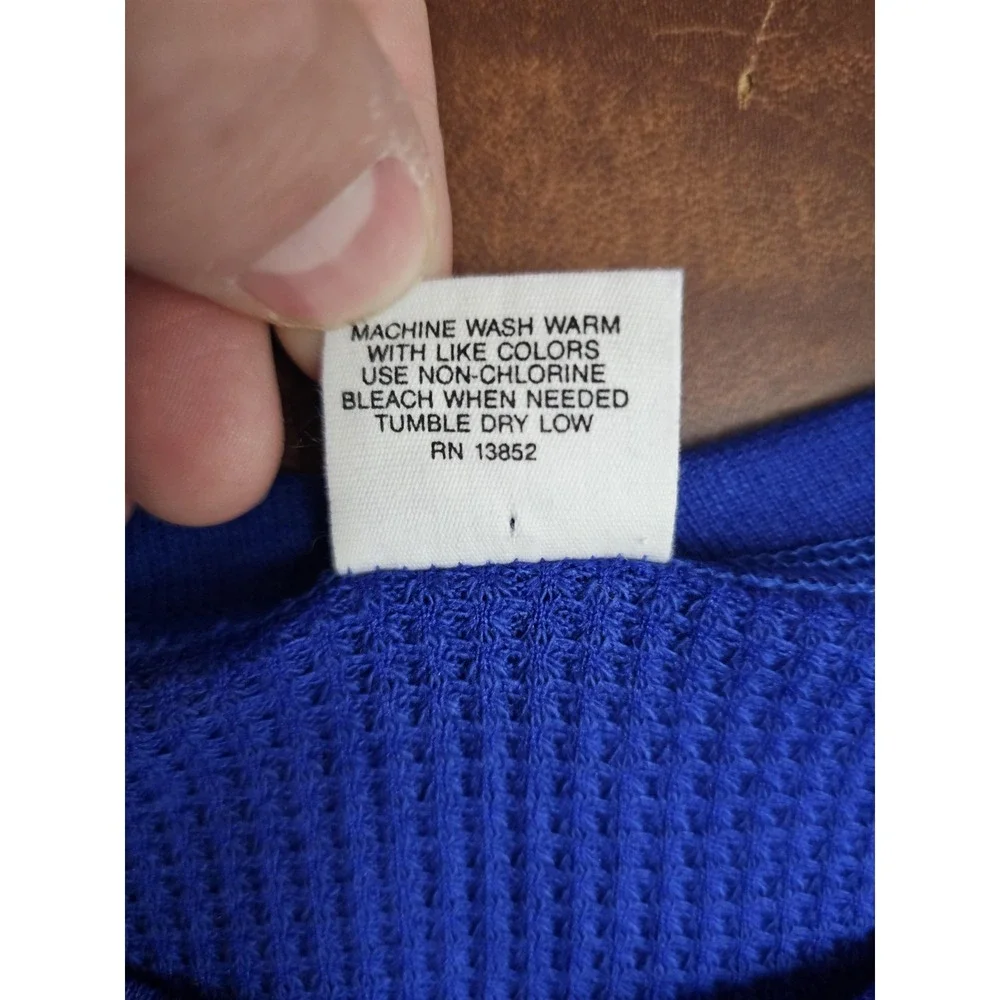 Vintage‎ Gitano Thermal Shirt Mens Medium Blue Waffle Henley Long Johns USA 80s